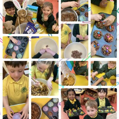 Making a chocolate nest easter treat