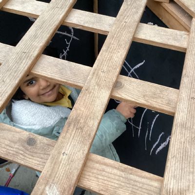 Enjoying outdoor mark making 