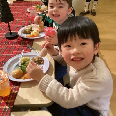 Enjoying Christmas Dinner Day