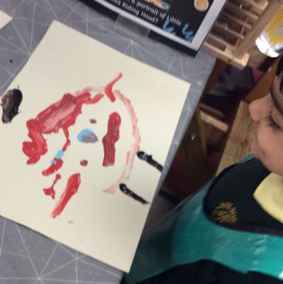 Can you paint a potrait of Little Red Riding Hood 