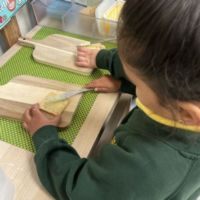Making our very own snack in the snack station